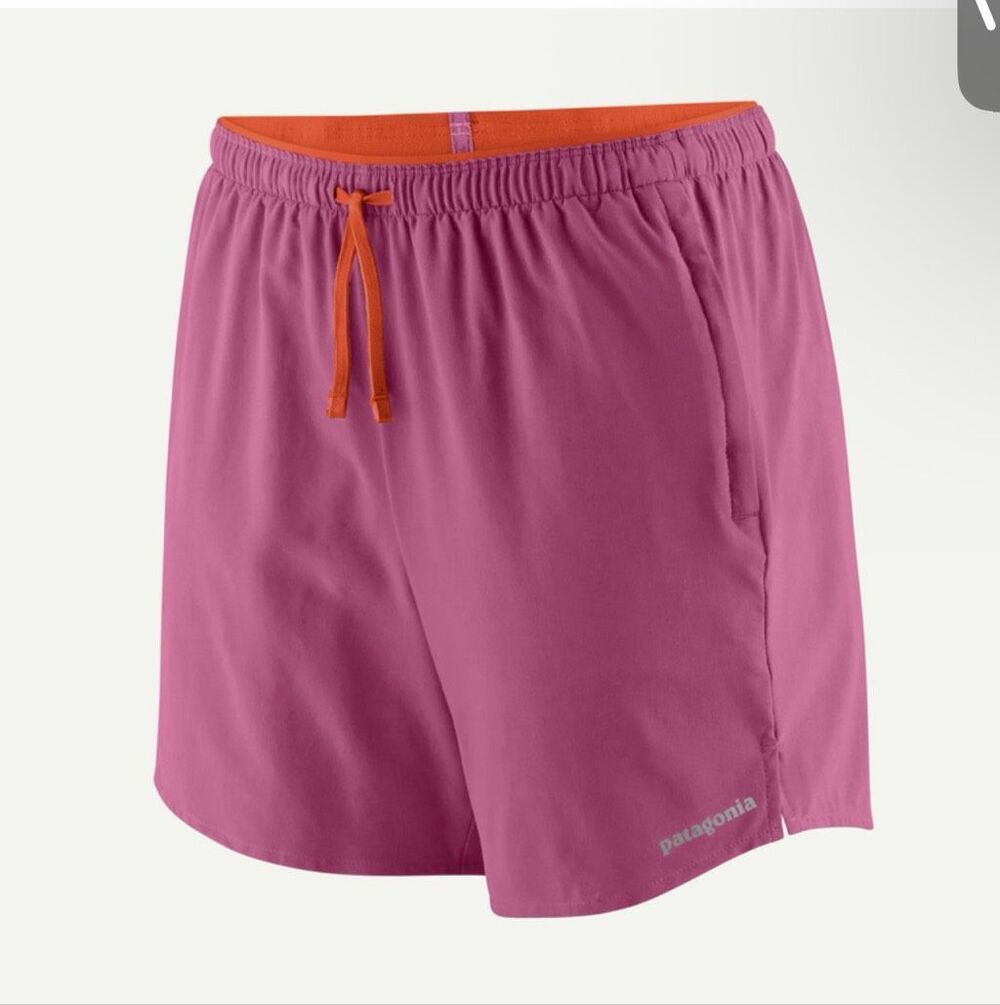 Patagonia Women's Multi Trails Shorts Size Large 5” inseam Pink with Orange trim
